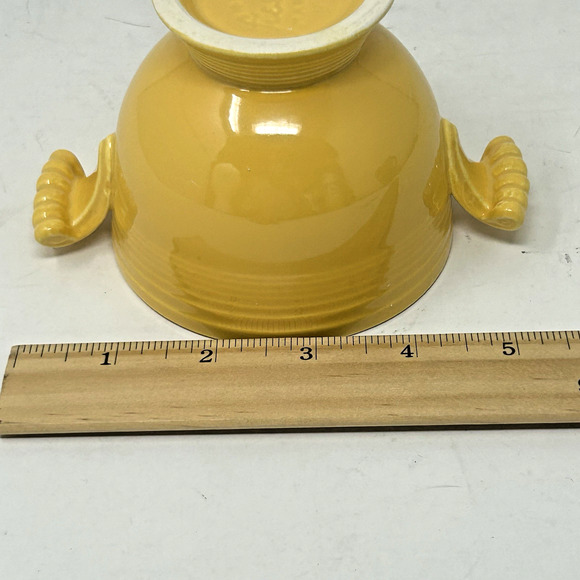 Vtg Original Fiestaware Yellow Sugar Bowl Scroll Handles 1939-1951 Missing Lid - Picture 6 of 8
